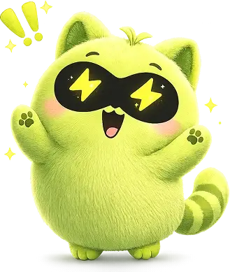 Mascot cheering with lightning-bolt glasses