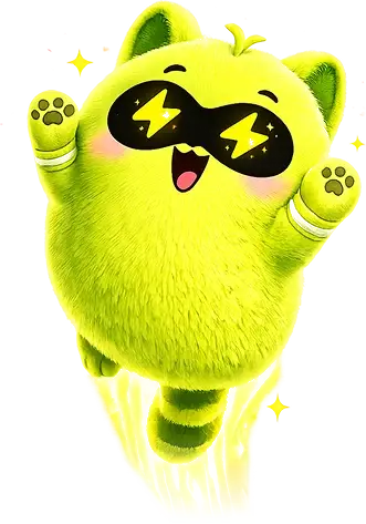The Dumbly mascot leaping upward