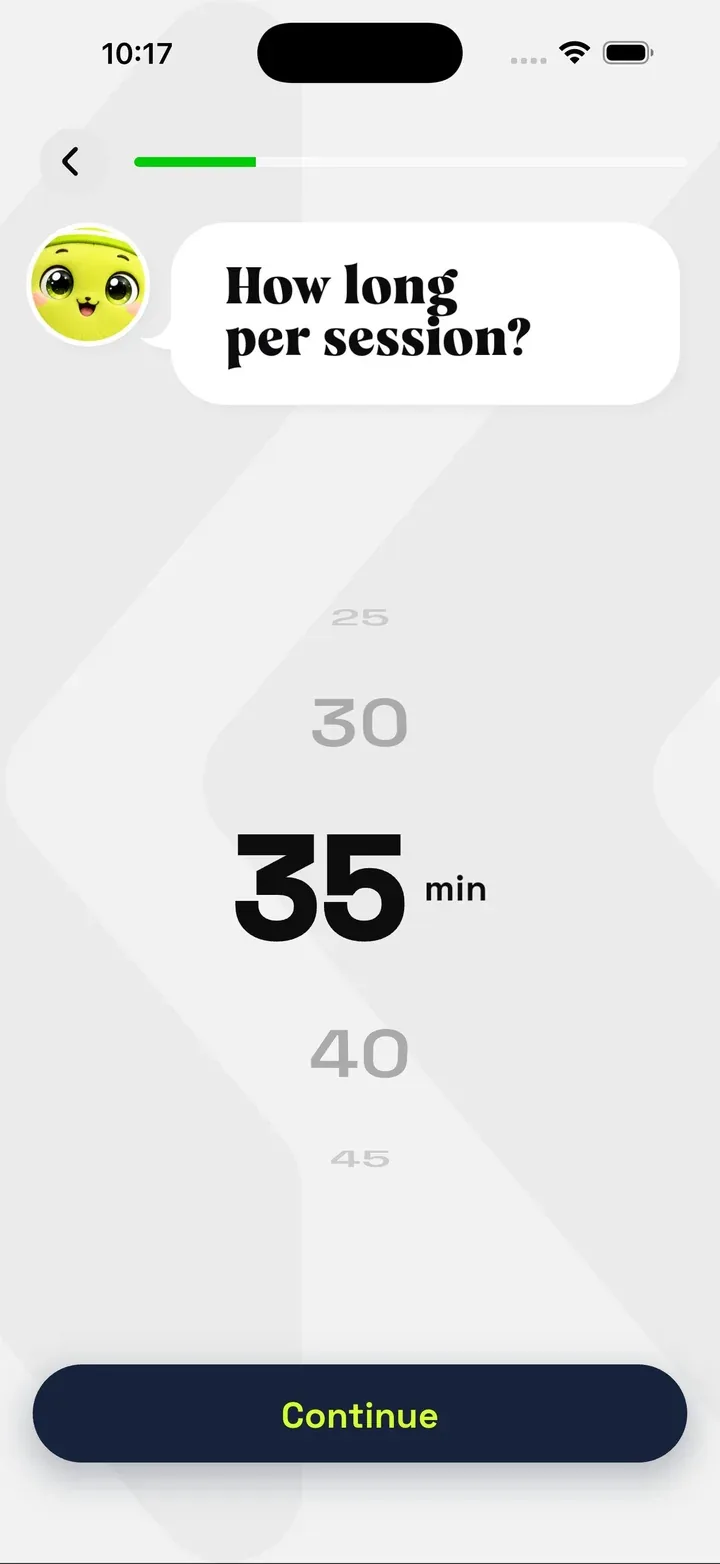Session length picker set to 35 minutes